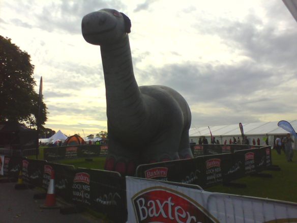 Nessie at the marathon finish line
