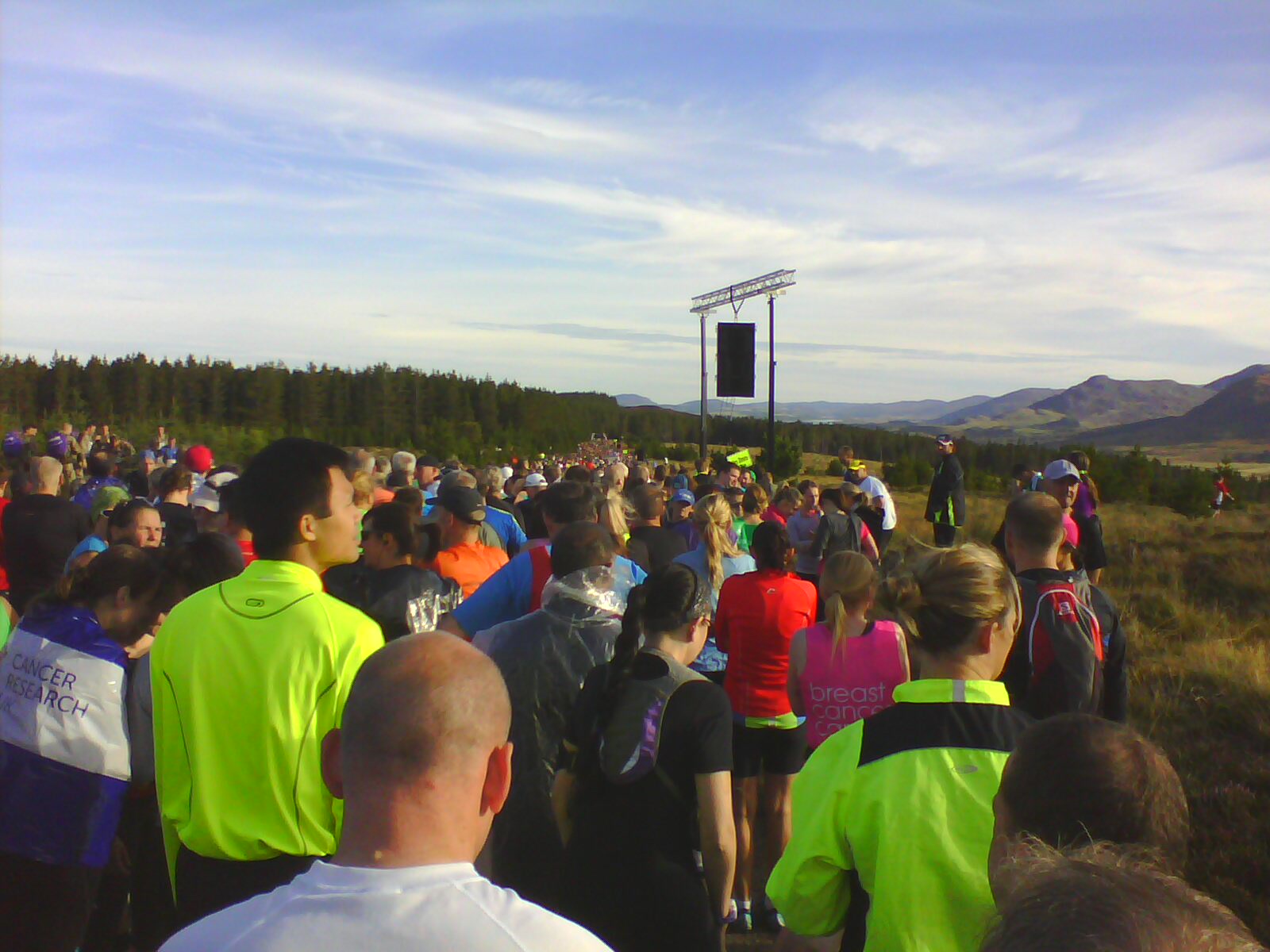 At the start of the Loch Ness Marathon