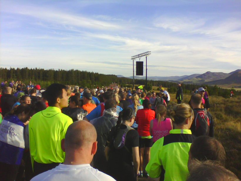At the start of the Loch Ness Marathon